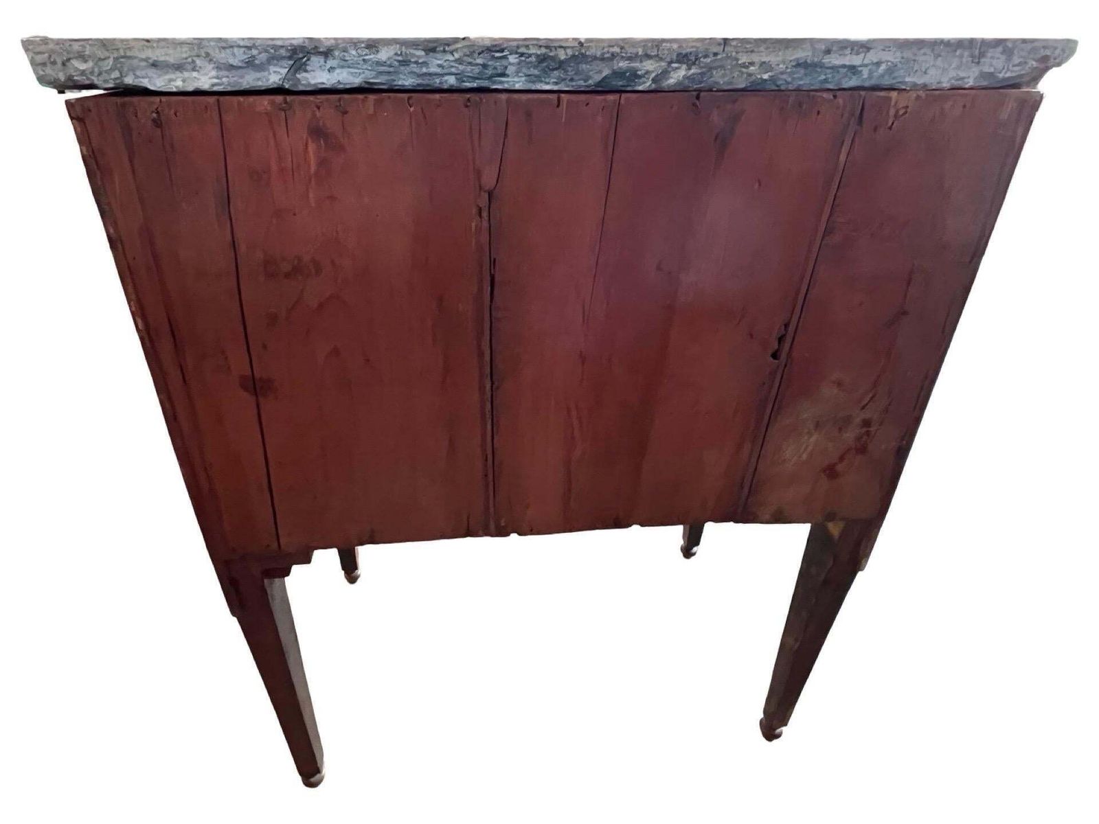Italian Neoclassical Nightstand With Walnut Inlay And Thick Marble Top photo vintage