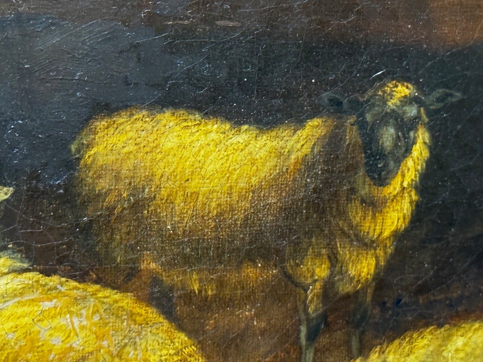 5000.0 Painting Cows & Sheep Sheltering In Barn Follower Of Thomas Sidney Cooper C1850 photo