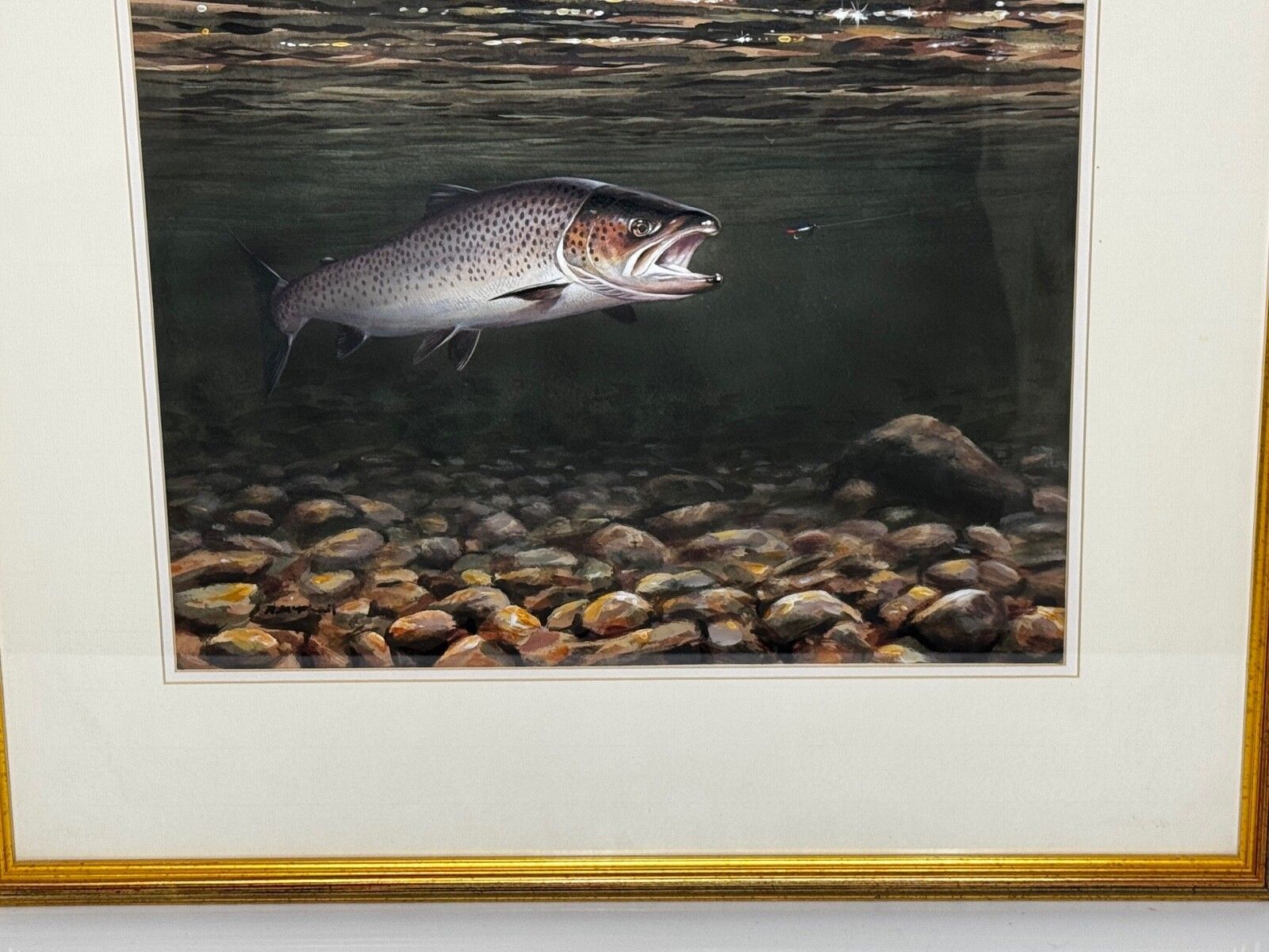 Sporting Painting Sea Trout Nearly Hooked The Silver Zulu Fly By Roger Mcphail photo Kunst