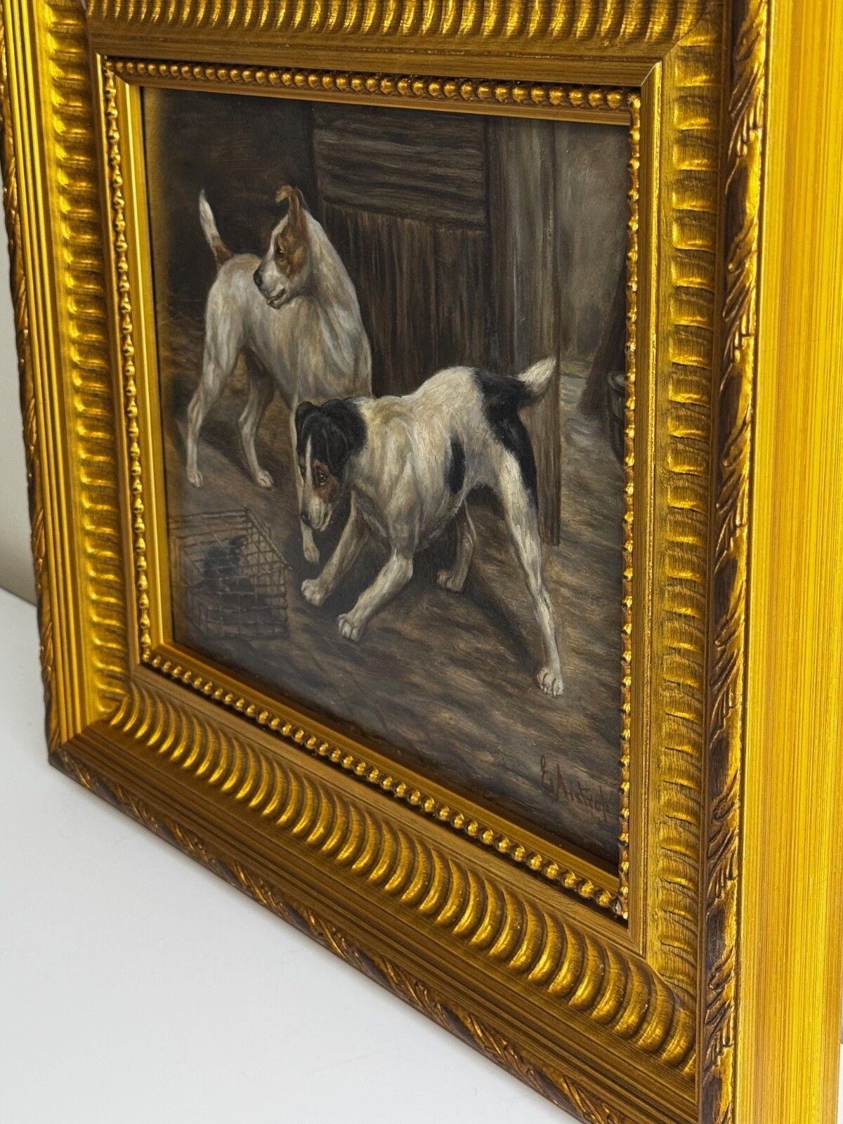 🐾 Victorian Masterpiece Rat Trapped Jack Russell Terriers Guarding C1880 photo 3500.0