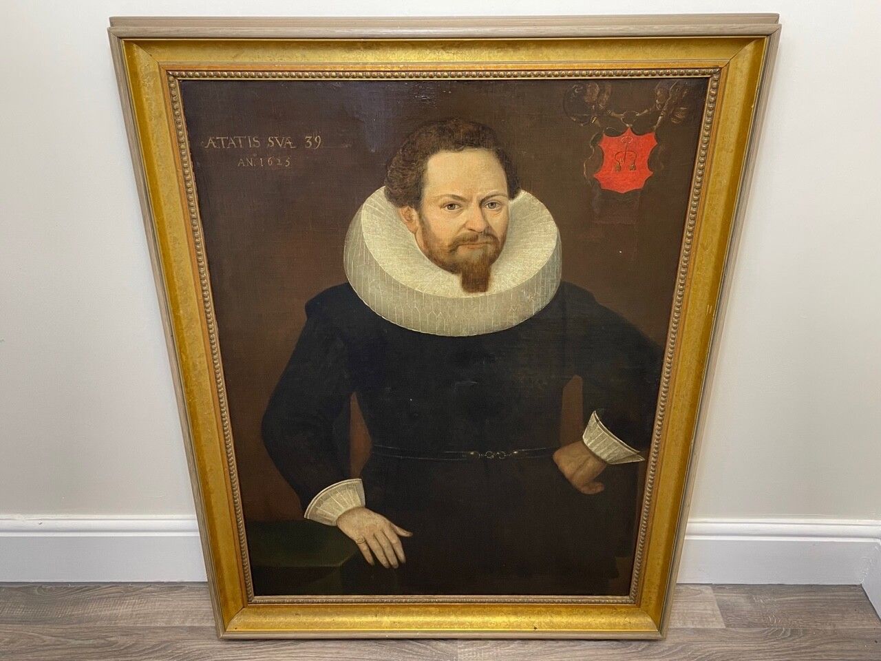 Olieverf portret Nederlandse welgestelde koopman in de stijl van Michiel Van Mierevelt ca. 1625 photo furniture