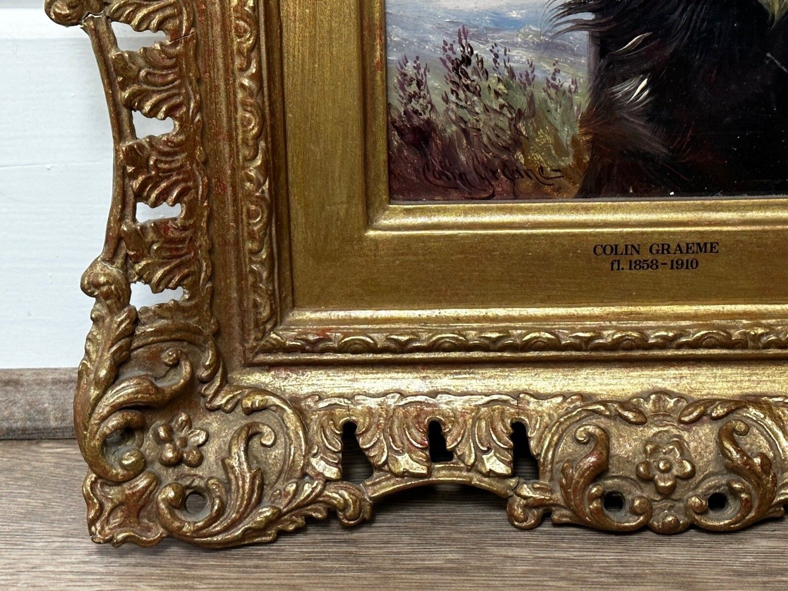 photo furniture Olieverfschilderij Gordon Setter met Ierse rood-witte jachthonden in de Schotse Hooglanden