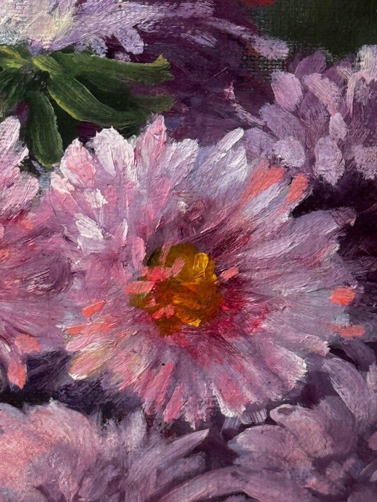 Art Victorian Still Life Oil Painting Flowers Chrysanthemums In Vase Emily Selinger photo