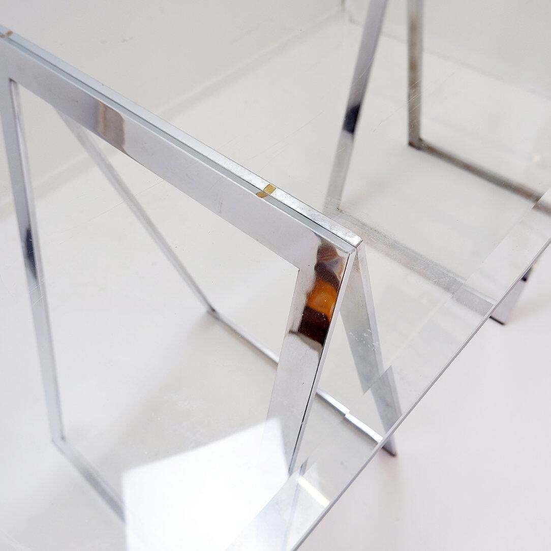 1296.0 Mid Century Chrome Trestles Desk With Glass Top, Circa 1970 photo