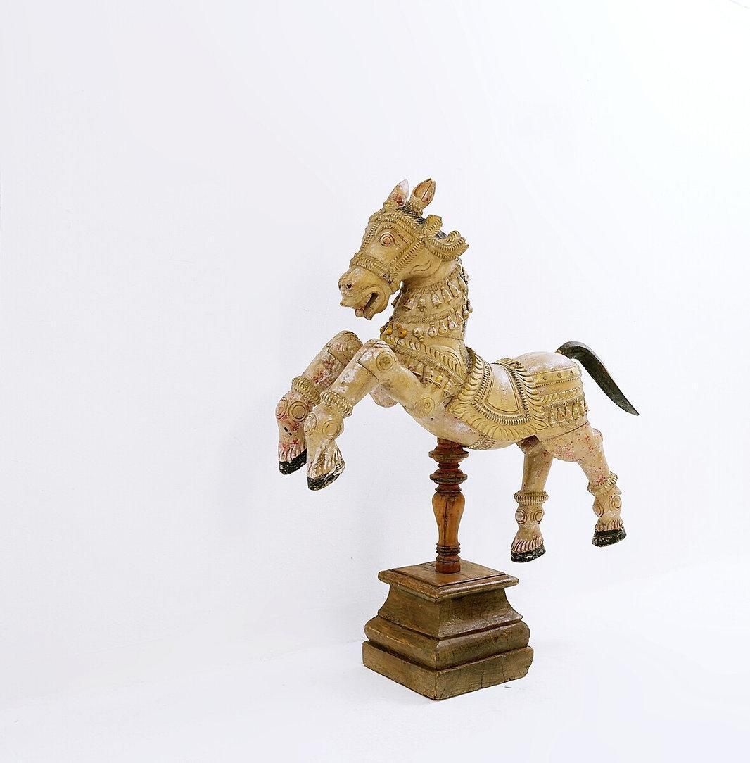 Ayyanar India Carved And Polychrome Wood Horse   20th photo 1037.0