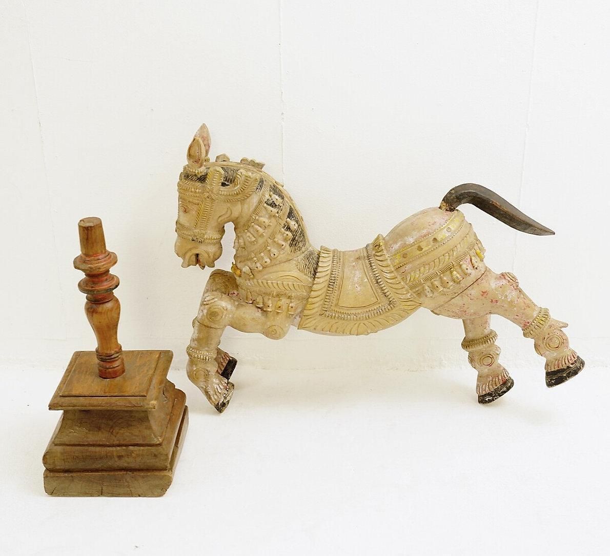 Ayyanar India Carved And Polychrome Wood Horse   20th photo buy