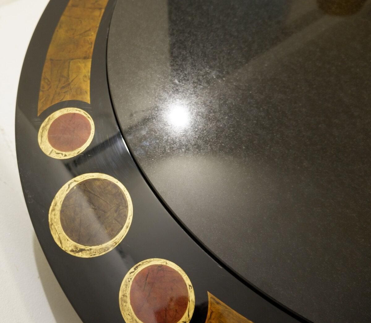 photo furniture Large Coffee Table By Antonio Lupi 1/1 Black Granit Top    Italy Circa 1970