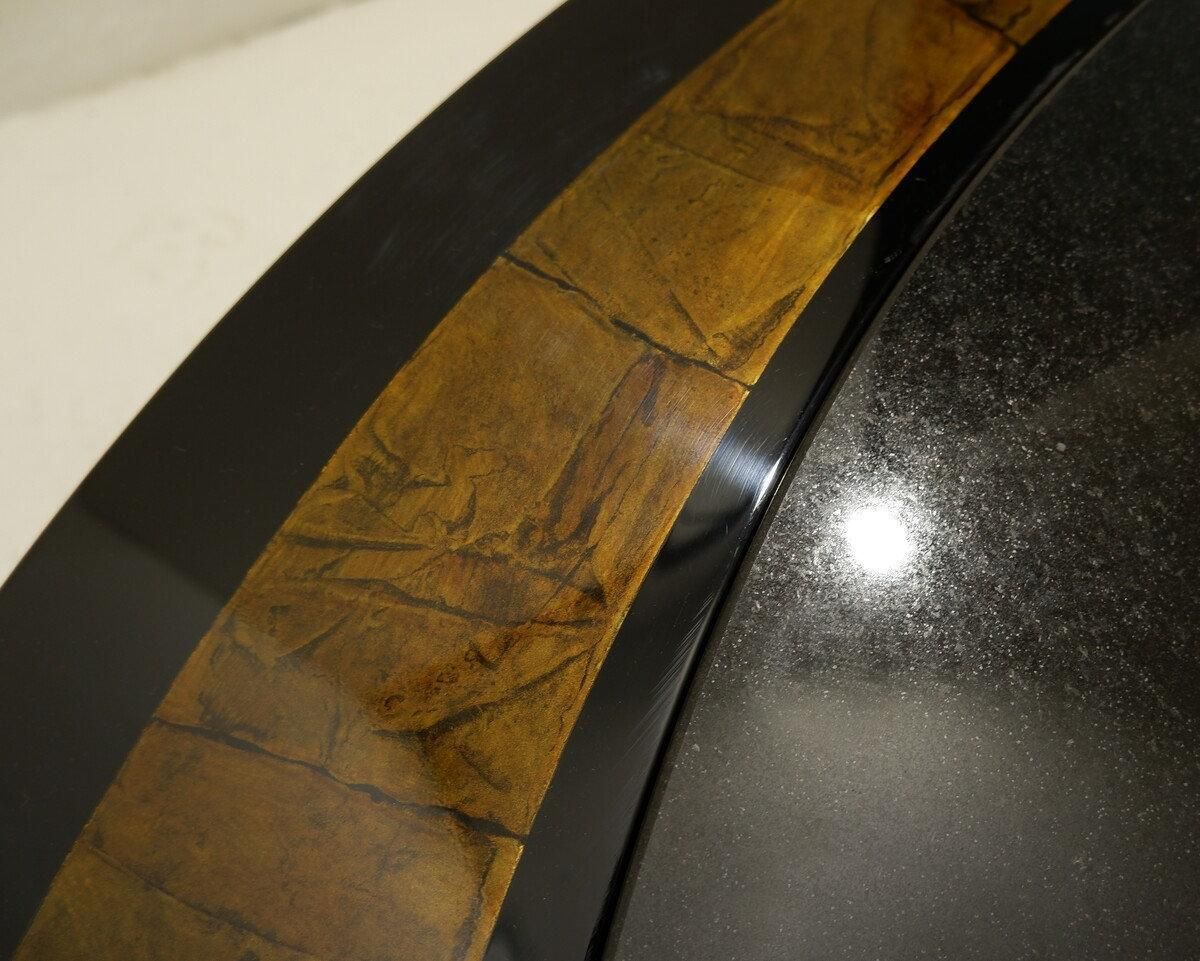 photo vintage Large Coffee Table By Antonio Lupi 1/1 Black Granit Top    Italy Circa 1970