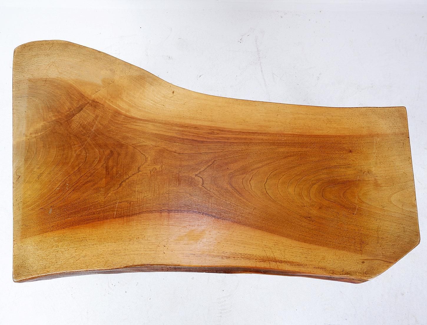 Mid Century Wood Coffee Table In Brutalist Wabi Sabi Style photo for sale