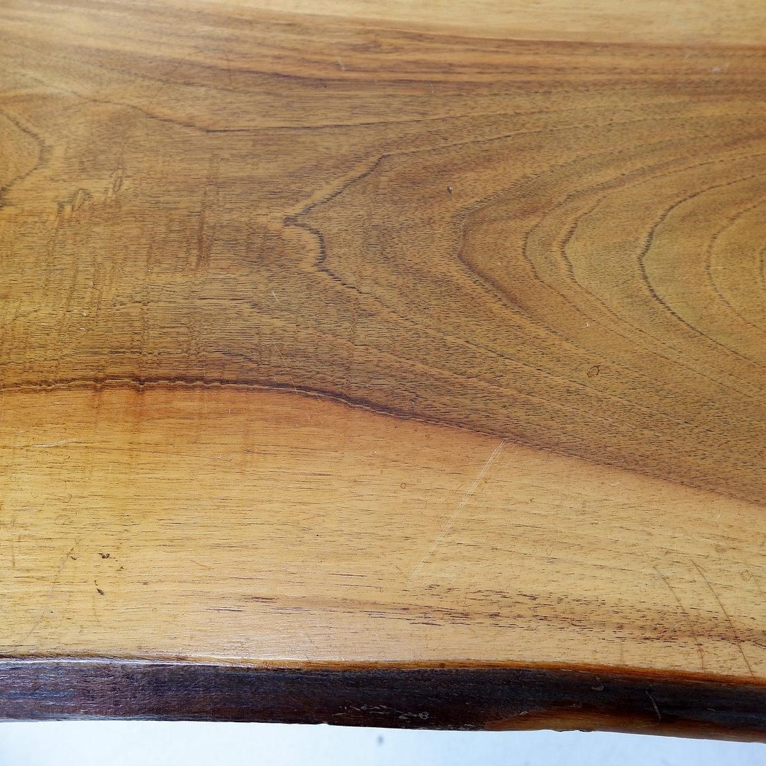 Mid Century Wood Coffee Table In Brutalist Wabi Sabi Style photo vinterior