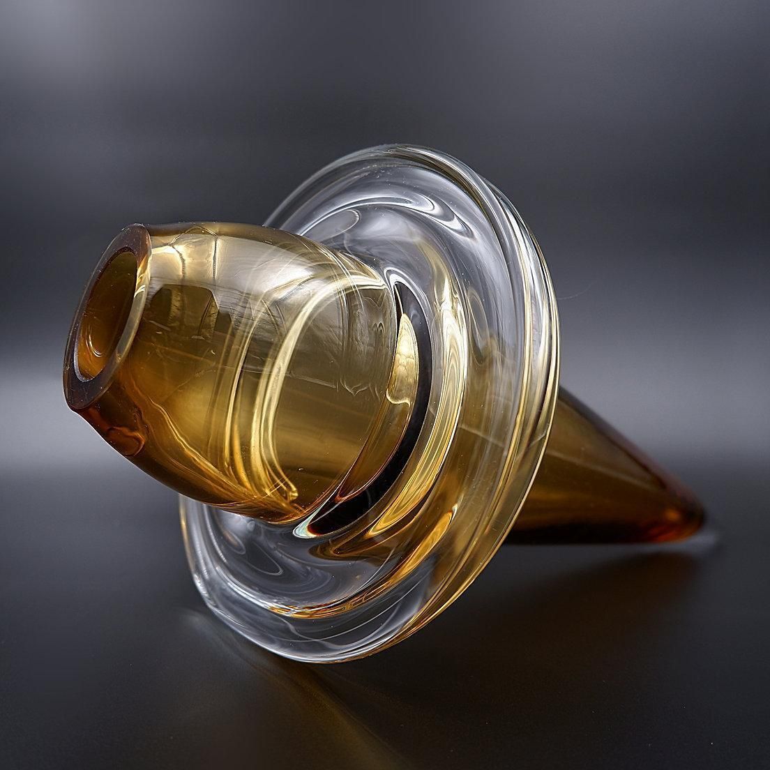 Schott Studio Spinning Top Vase   Honey Coloured Glass    Germany photo buy