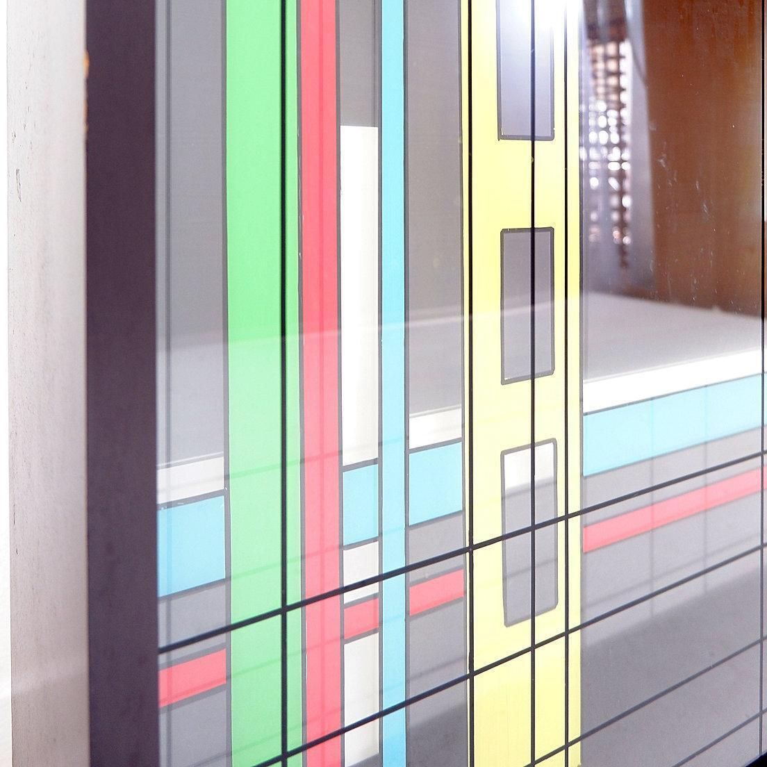 Glass Artist's Work "Barabas" Signed S.Bonnamour"   Mondrian Style   20th photo Art