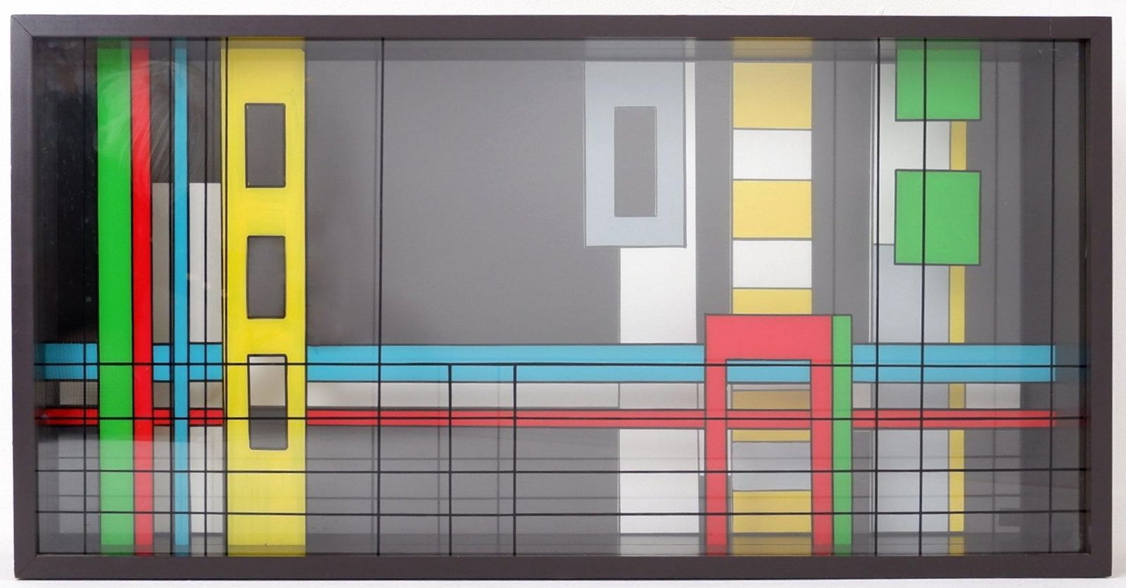 1339.0 Glass Artist's Work "Barabas" Signed S.Bonnamour"   Mondrian Style   20th photo