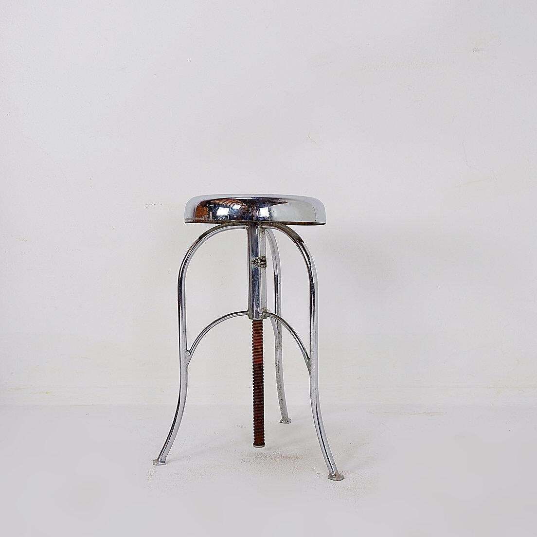photo buy Stainless Steel Swivel Medical Stool, Industrial Style, England, 1960s