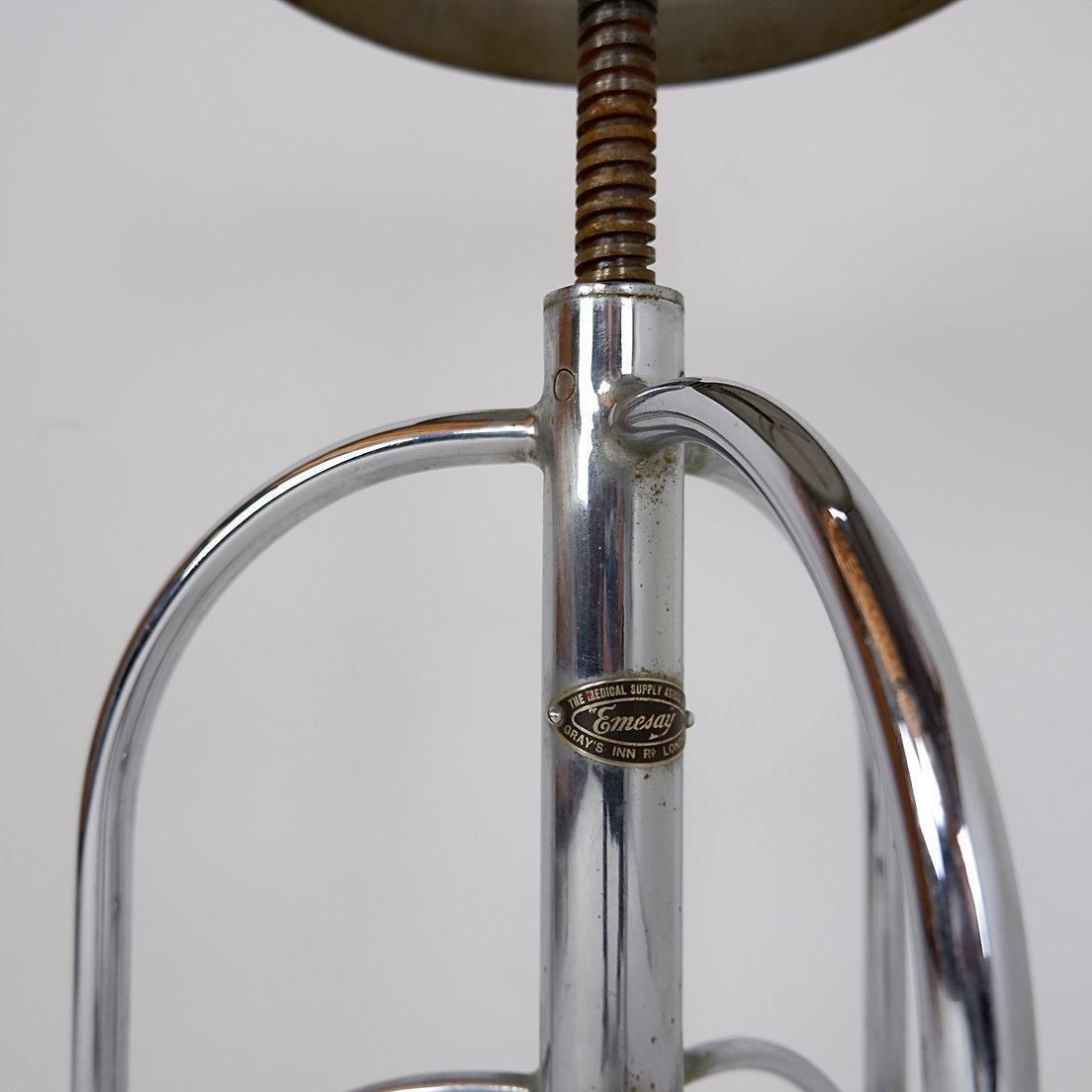 photo vintage Stainless Steel Swivel Medical Stool, Industrial Style, England, 1960s