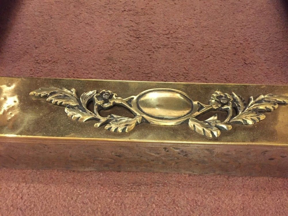 Art Deco Hammered Brass And Pewter Fire Fender C.1920 photo Home Fixtures