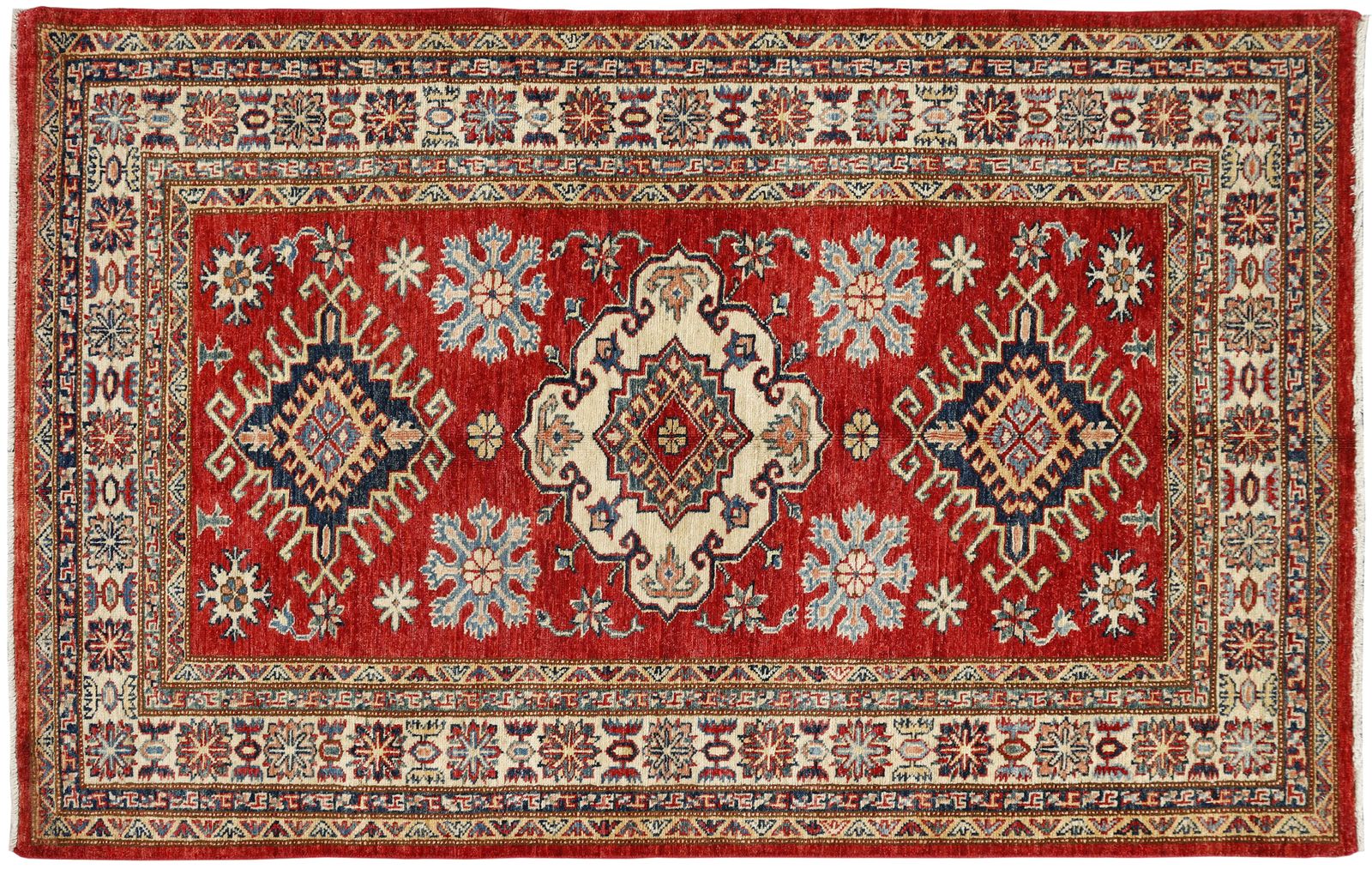 Super Kazak Hand Knotted Traditional Red Area Rug 114x180 Cm photo buy