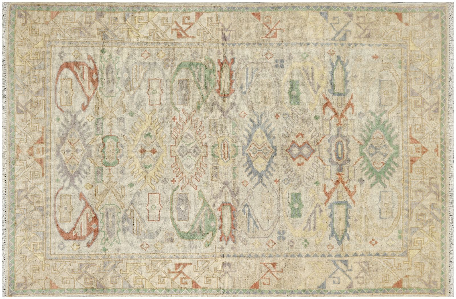 Modern Tribal Hand Knotted Wool Faded Oriental Small Accent Rug photo buy