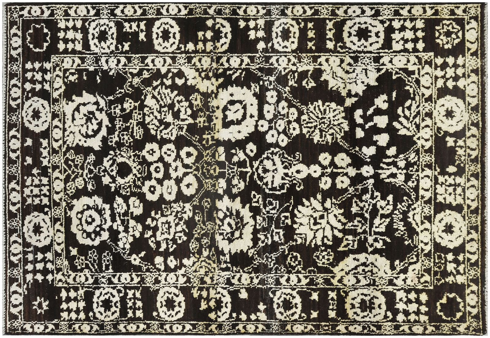 Charcoal Oushak Turkish Modern Floral Rug 127x185cm photo buy