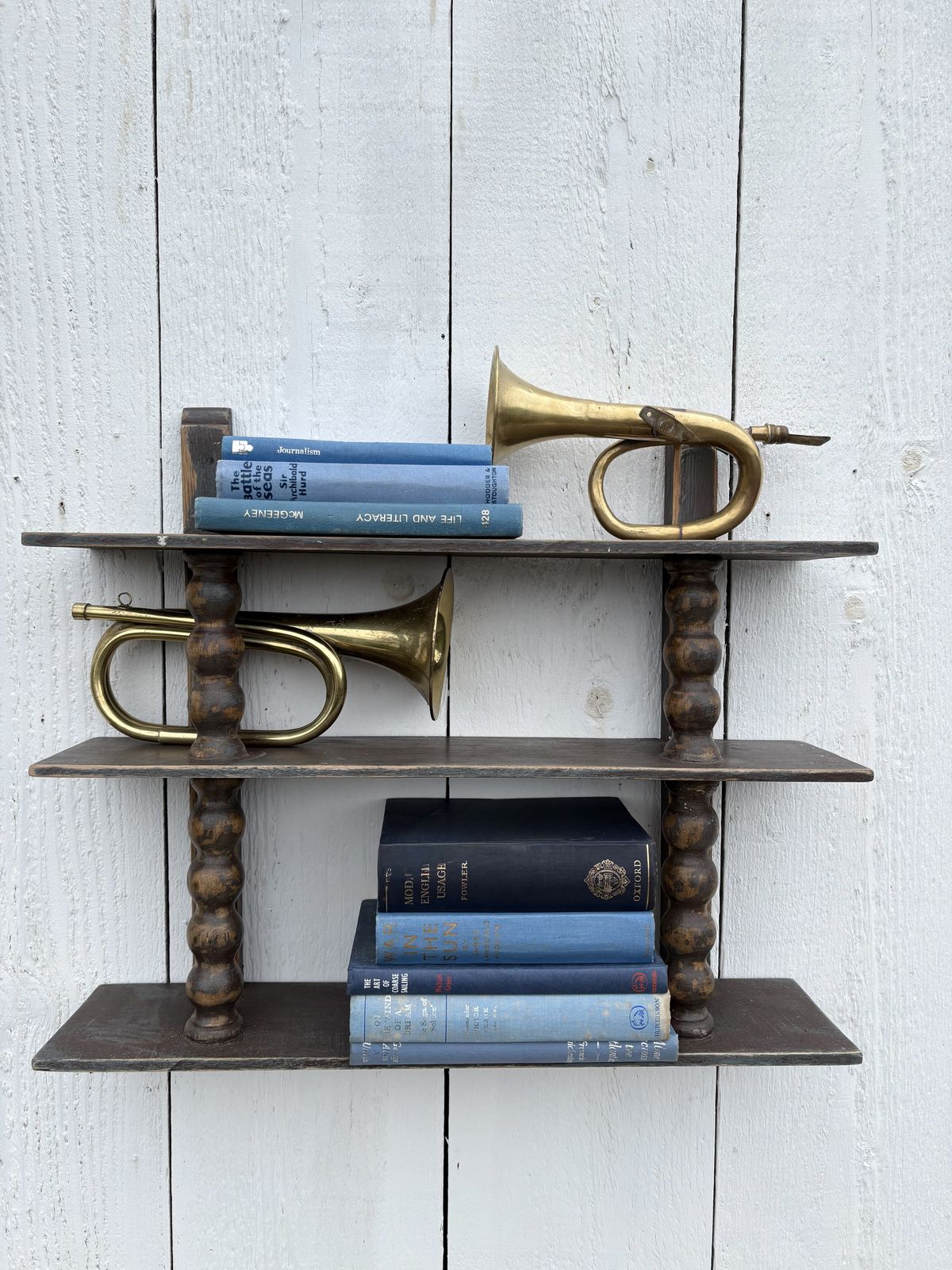 Antique French Bobbin Spool Hanging Shelves photo furniture