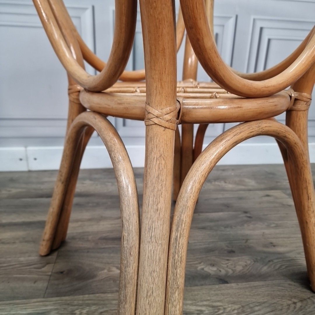 photo furniture Retro Rattan Occasional Table Glass Top Bistro Garden Mid Century Vintage