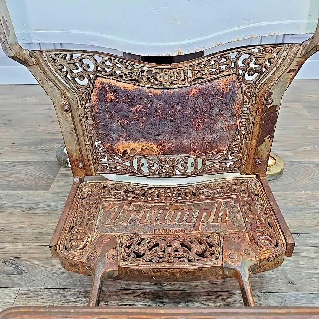 Antique Triumph Barbers Chair Cast Iron & Cane Display Tattoo Barber photo Furniture