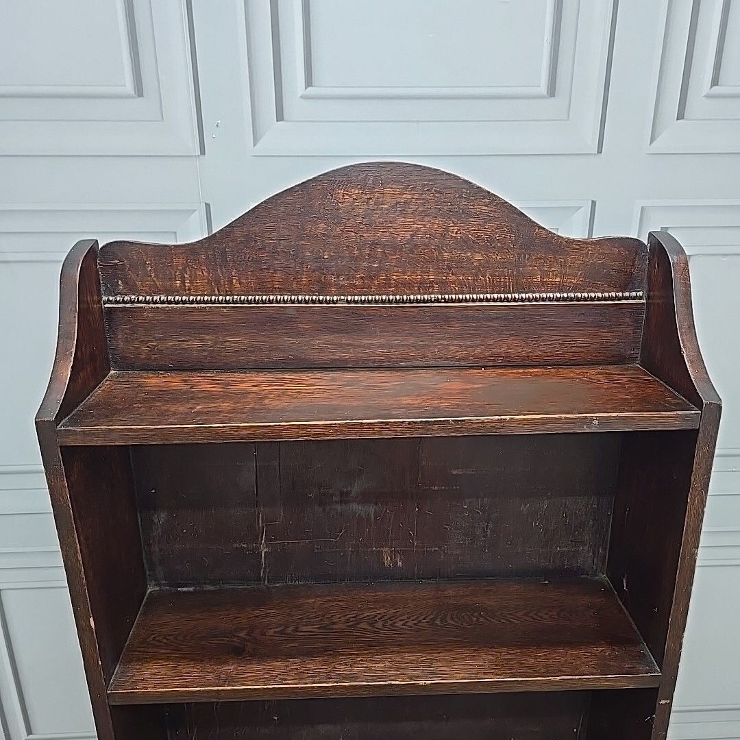 Antique Bookcase Shelf / Shelves Vintage Solid Oak Wooden Dome Top Freestanding photo Furniture