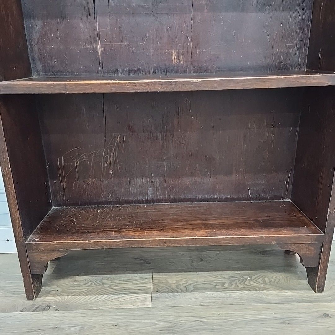 Antique Bookcase Shelf / Shelves Vintage Solid Oak Wooden Dome Top Freestanding photo vintage
