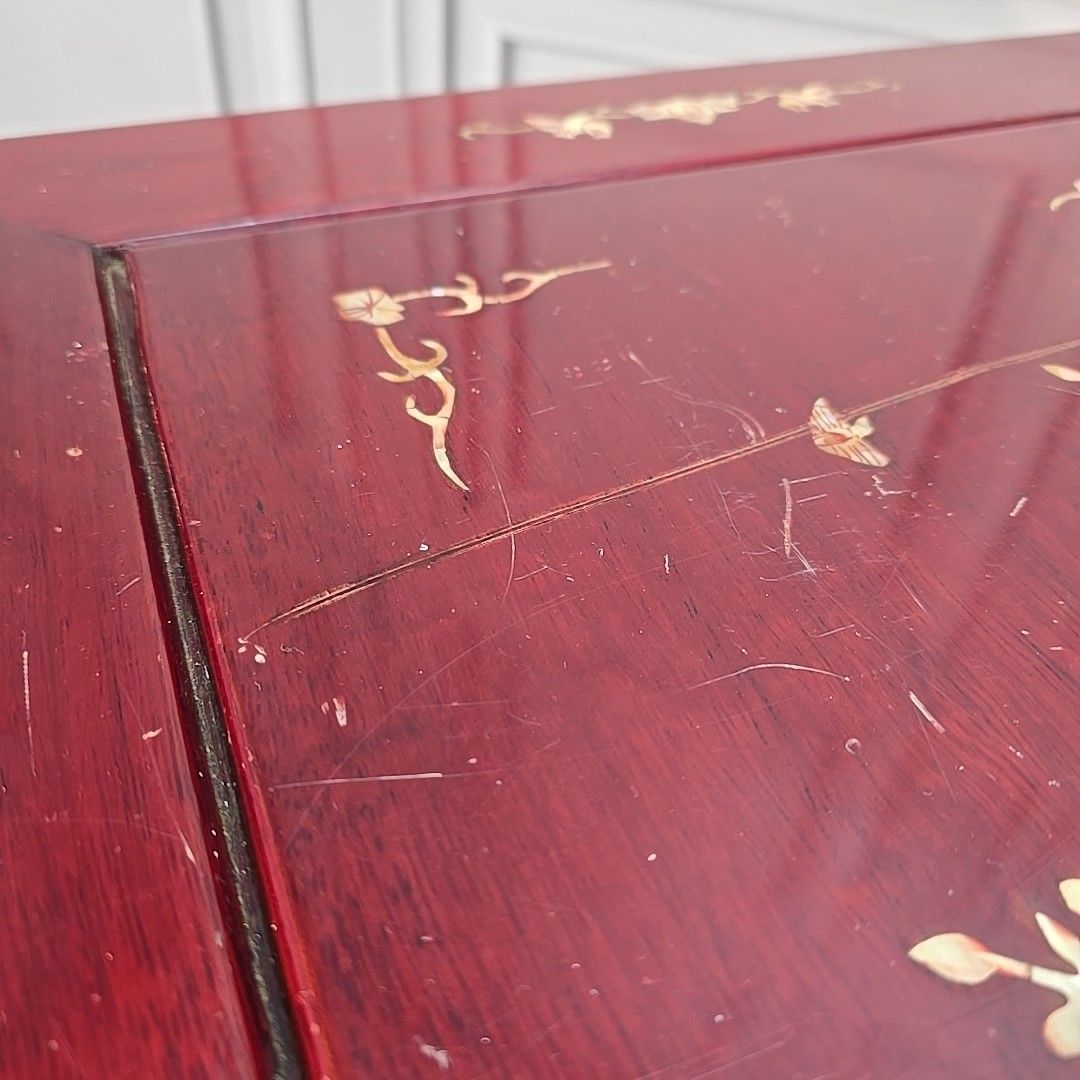 Antique Side Coffee Table Vintage Chinese Carved Drawer Oriental Mother Of Pearl photo 270.0