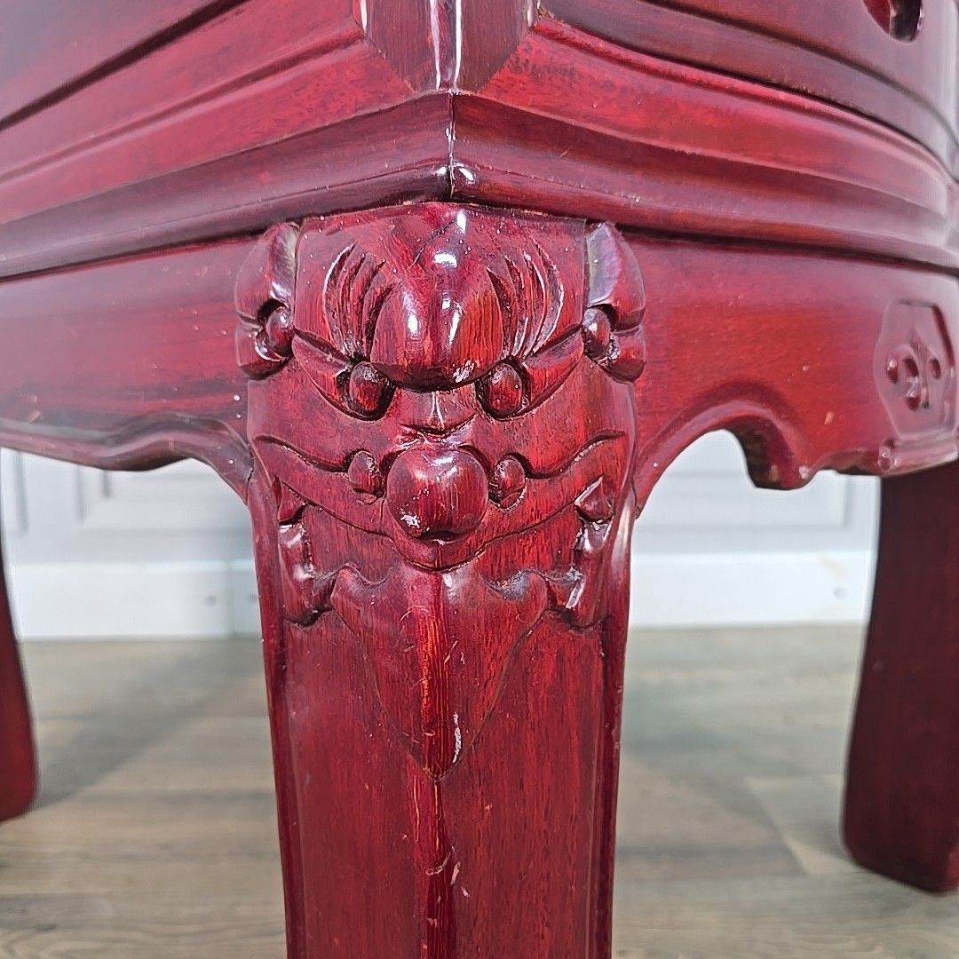 photo furniture Antique Side Coffee Table Vintage Chinese Carved Drawer Oriental Mother Of Pearl