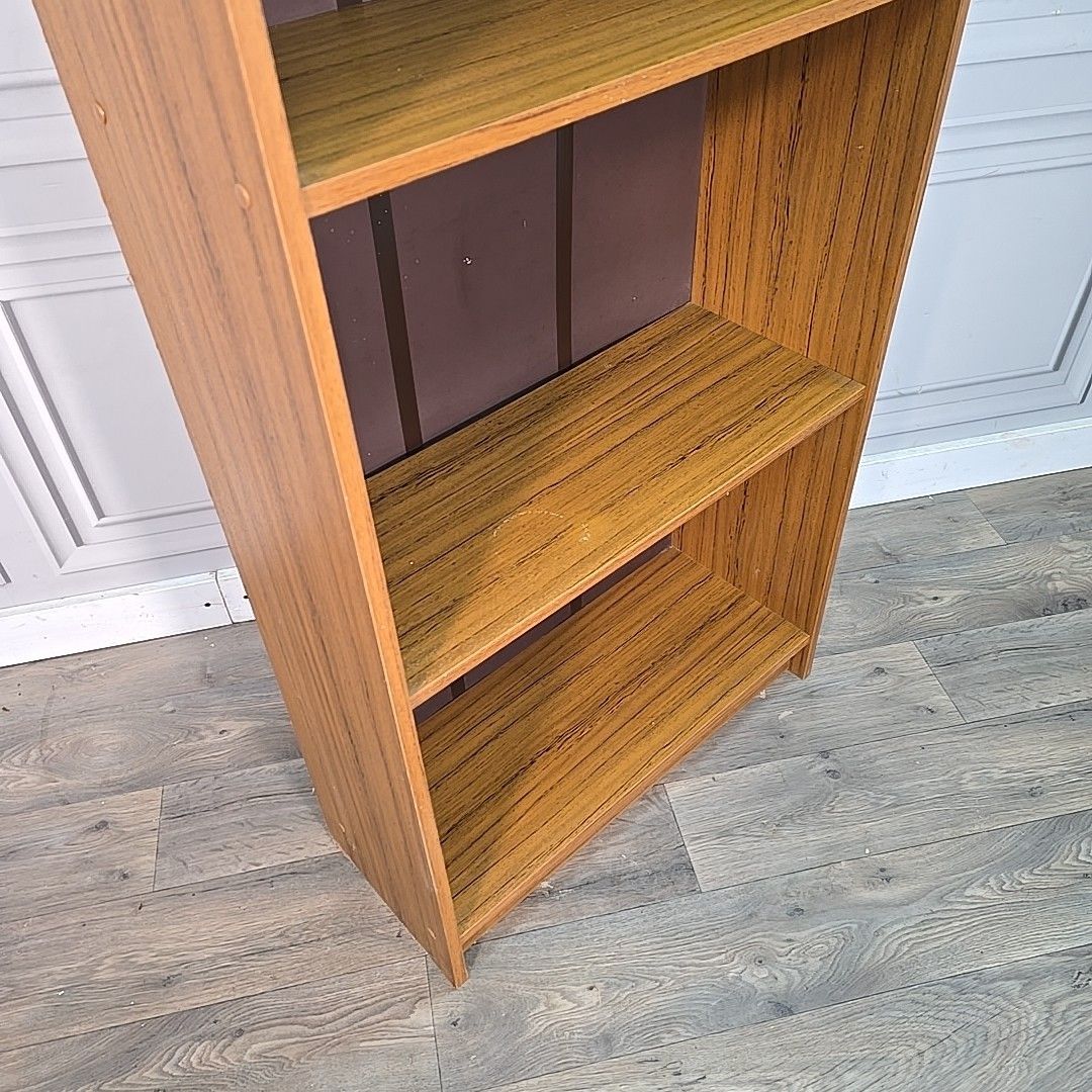 Vintage Tall Bookcase Shelves Wood Effect Open Shelving Retro Mid Century Shelf photo Furniture