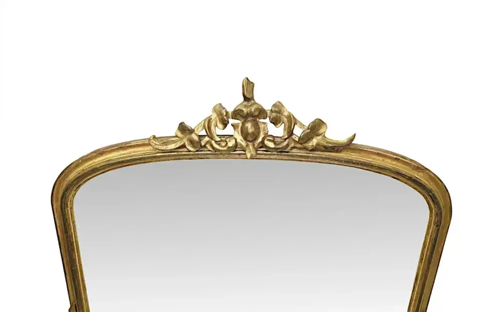 A Stunning 19th Century Neat Size Giltwood Framed Archtop Overmantel Mirror photo for sale