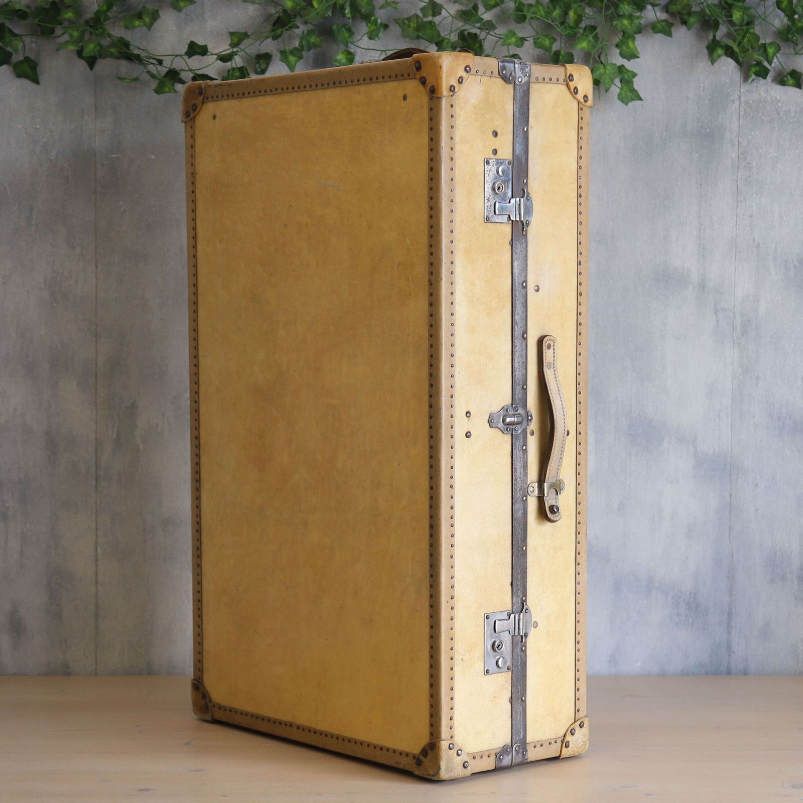 English Vellum Compactum Travel Trunk — Early 20th Century Wardrobe Luggage, C.1920s photo for sale