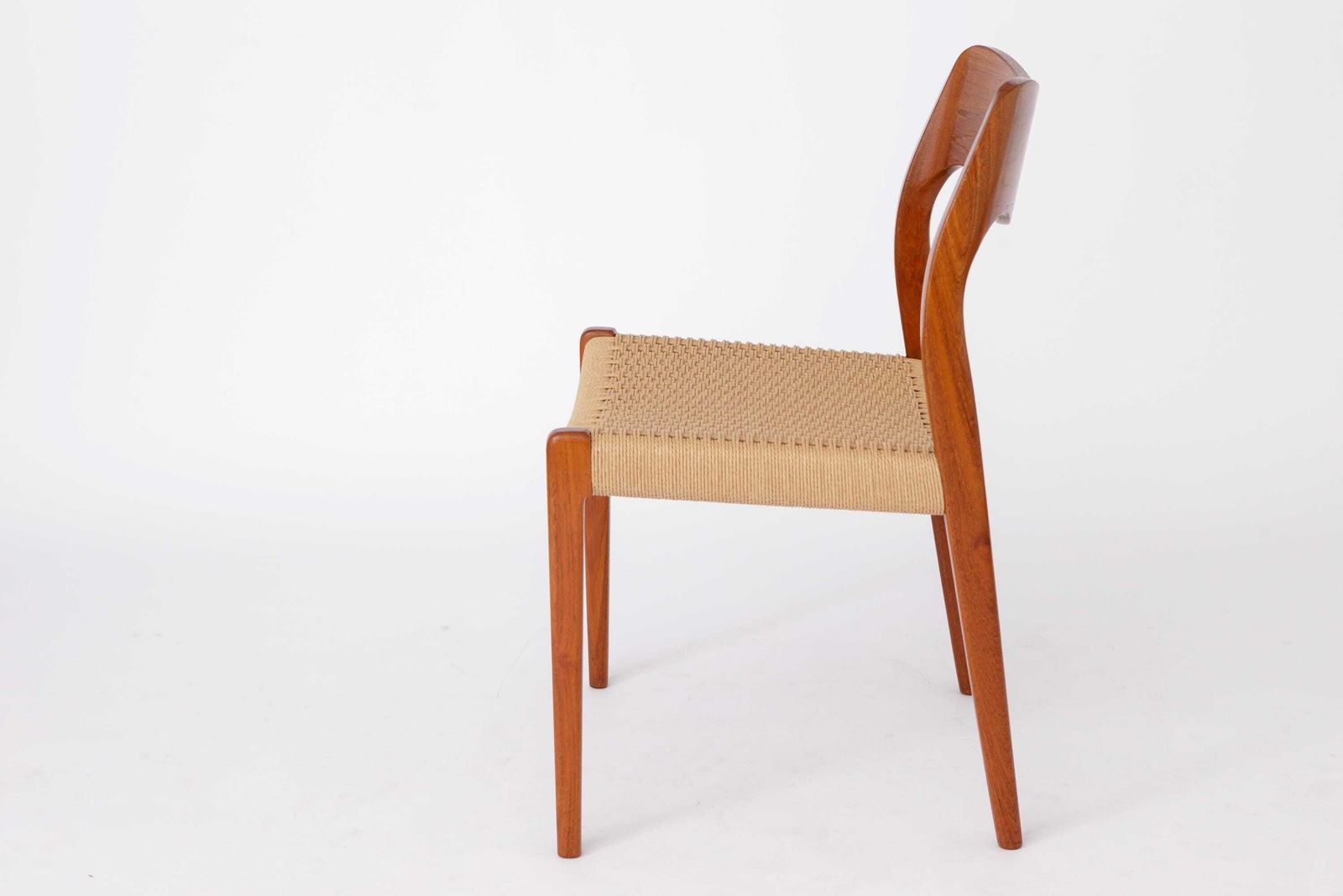 Niels Otto Møller Model 71 Chair (With Repair) In Teak With New Danish Cord, Danish Mid Century Dining Chair, Denmark 1950s photo Furniture