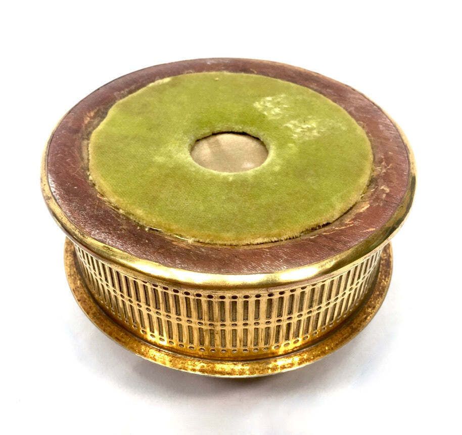 photo furniture Antique Edwardian Ladies Brass Pin Cushion And Sewing Box / Trinket / Jewellery
