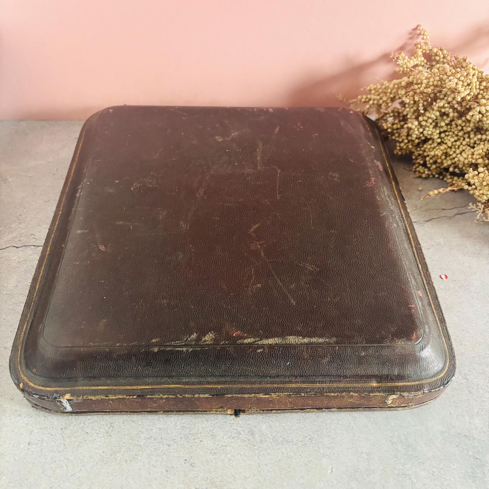Large Antique Leather Jewellery Display Box For | Mappin & Webb Jewelry Case photo for sale