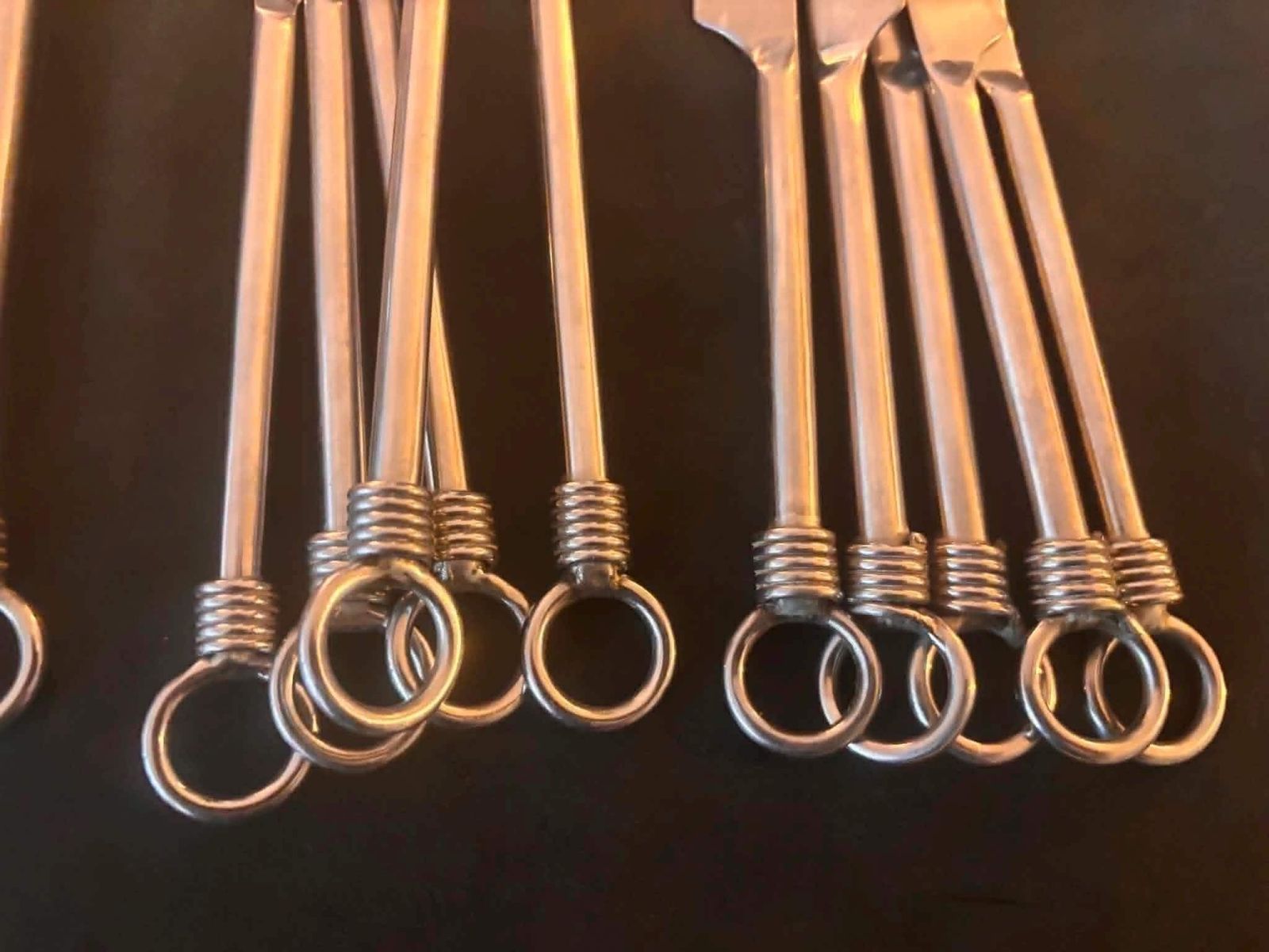 Set Of 20 Flatware Twist Cutlery French Forged Knot Twisted Ends Swirl Flatware Gift For Couple Brutalist Decor, Medieval Style Viking photo buy