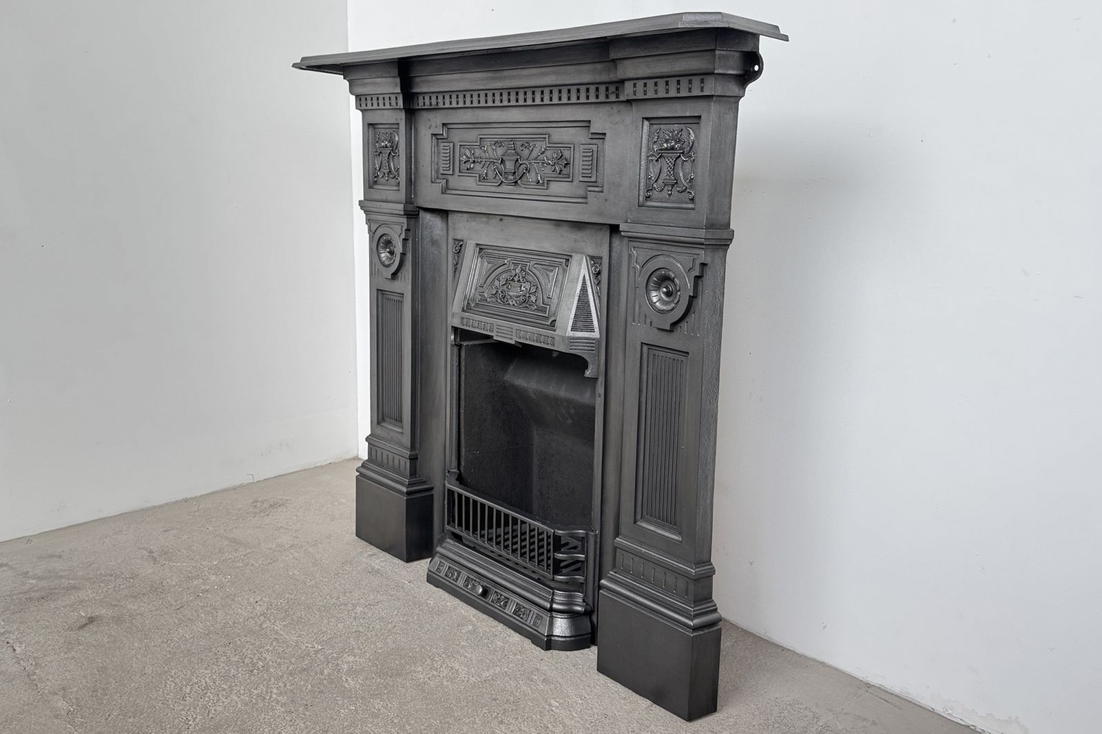 Large Antique Victorian Cast Iron Combination Fireplace. photo for sale