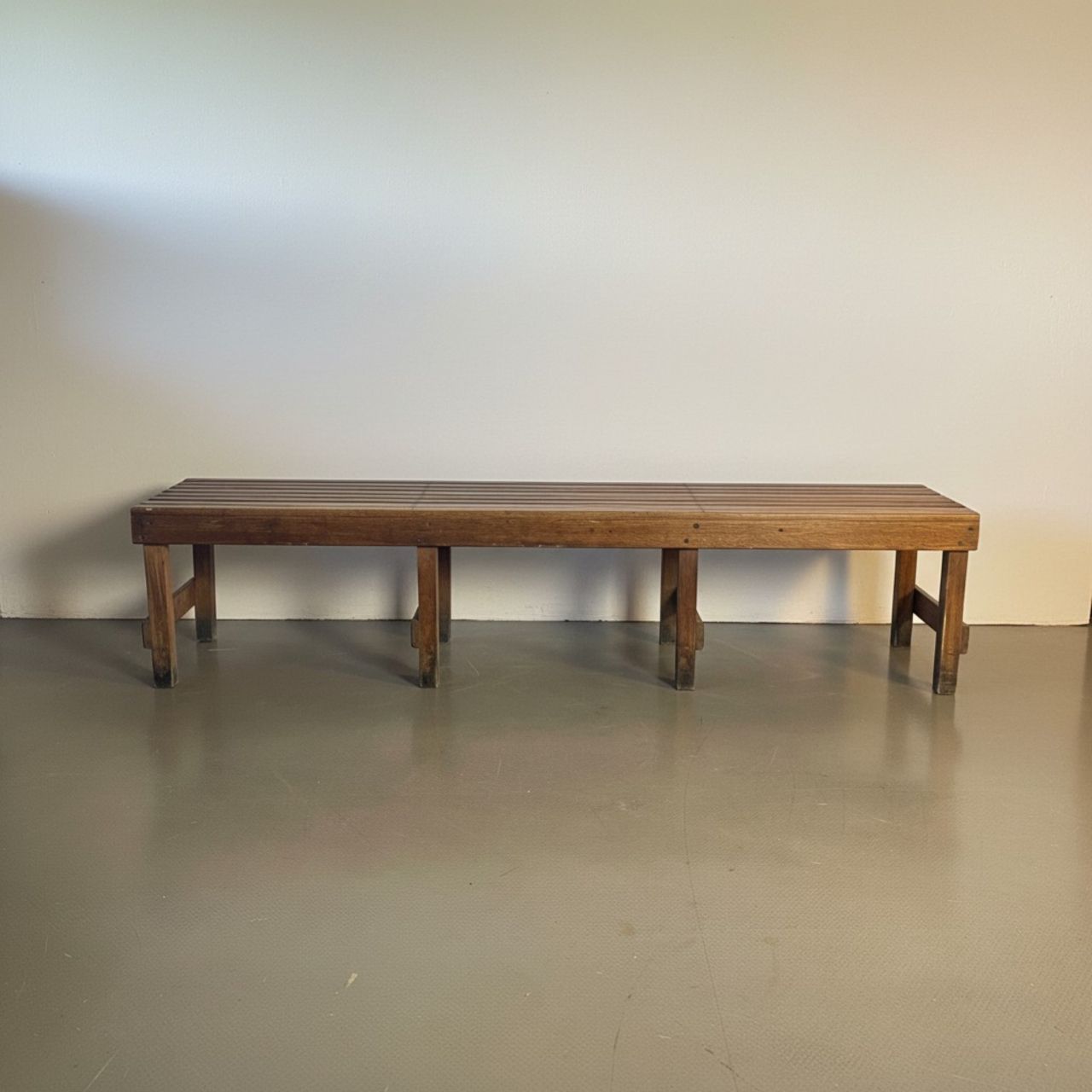 20th Century Teak Teak Slatted Art Gallery Viewing Bench photo furniture