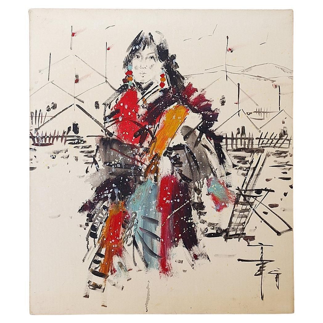 Painting On Canvas Of A Young Woman     Signed And Dated