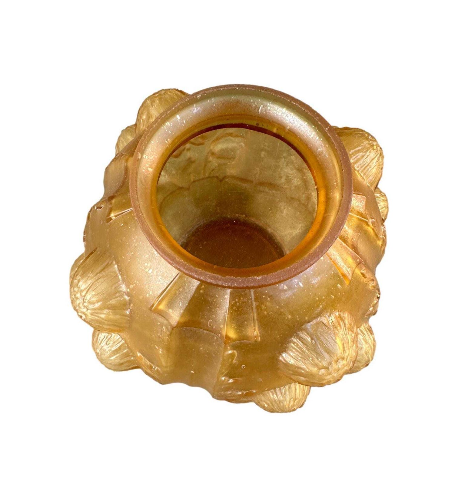 Art Deco Amber Glass Thistle Vase – P. De Cagny French Centerpiece photo Home Decor