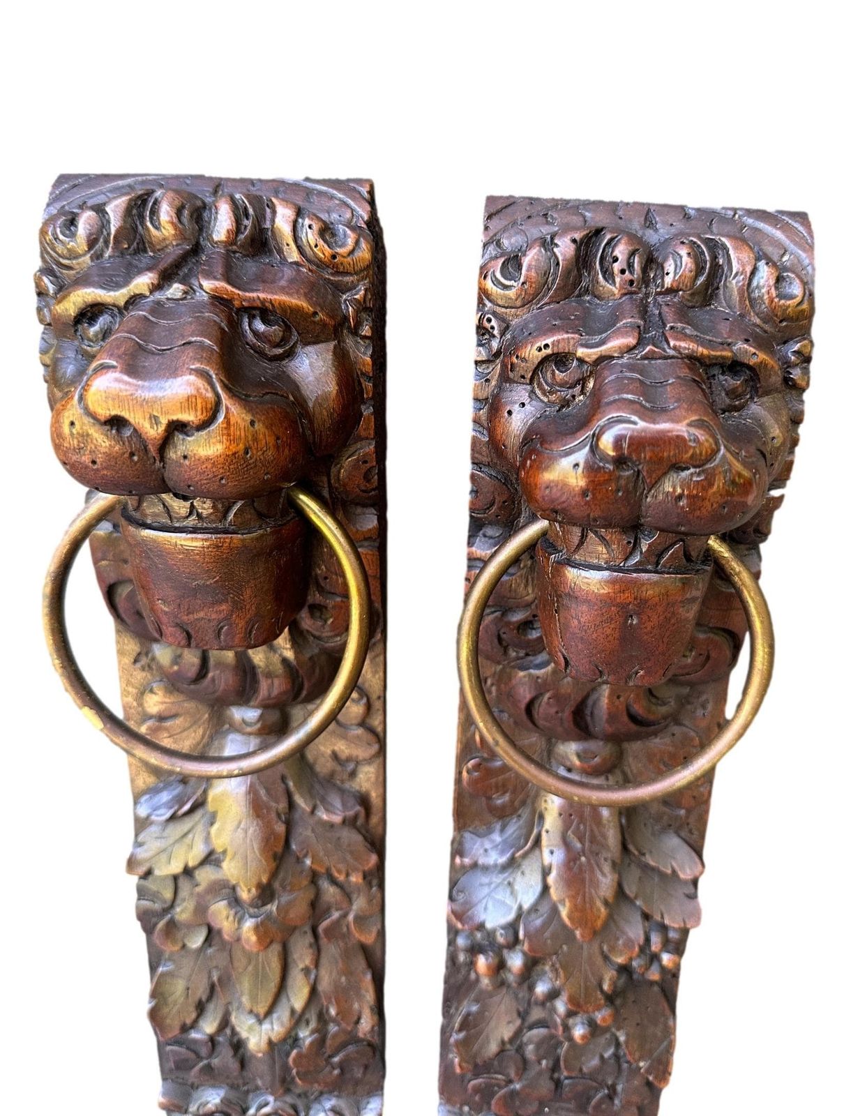 18th Century Carved Walnut Lion Ornaments – French Baroque Architectural Salvage, Château Decor photo furniture