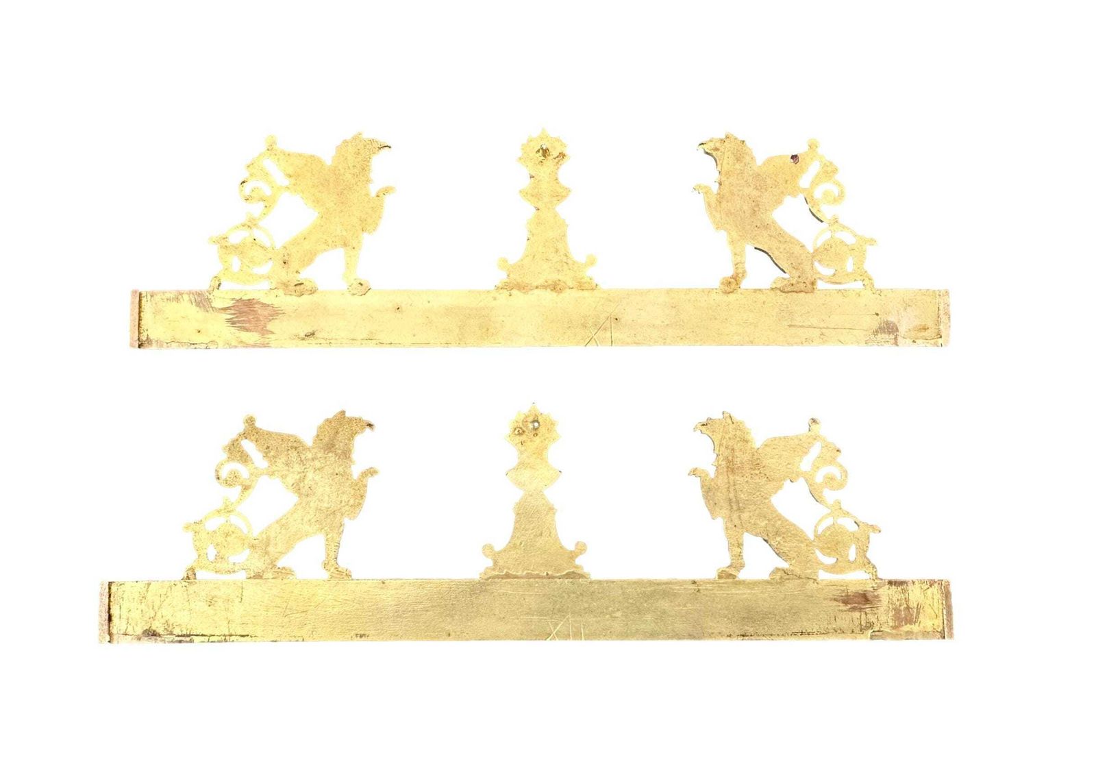 Pair Of Gilt Bronze Furniture Mounts   Griffin & Incense Burner Motifs   Empire / Neoclassical Style photo vintage