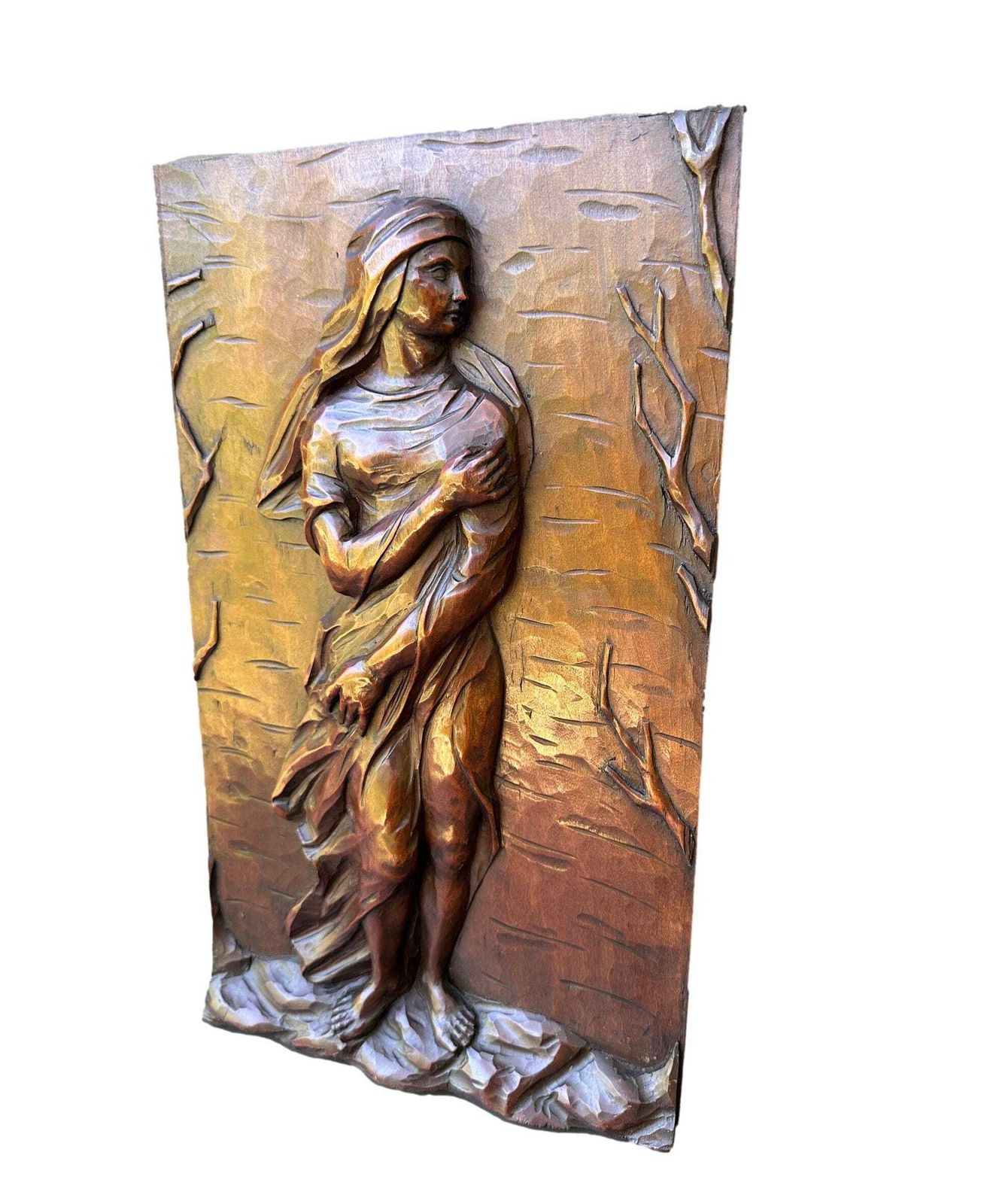 Antique 19th Century Hand Carved Wood Panel   French Architectural Salvage   Romantic Art Nouveau Wall Decor photo Art