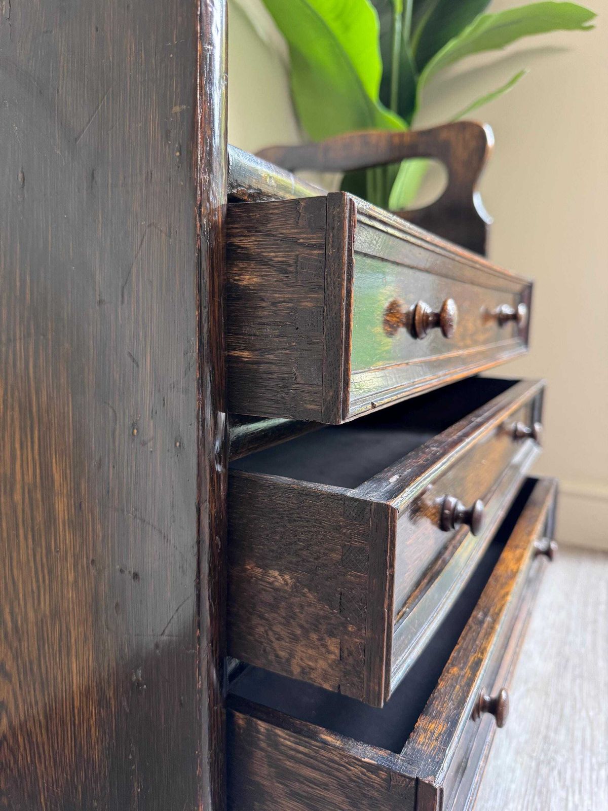 Vintage Wooden Piano Dressing Stool Dark Wood With Arms Drawers Storage photo 250.0