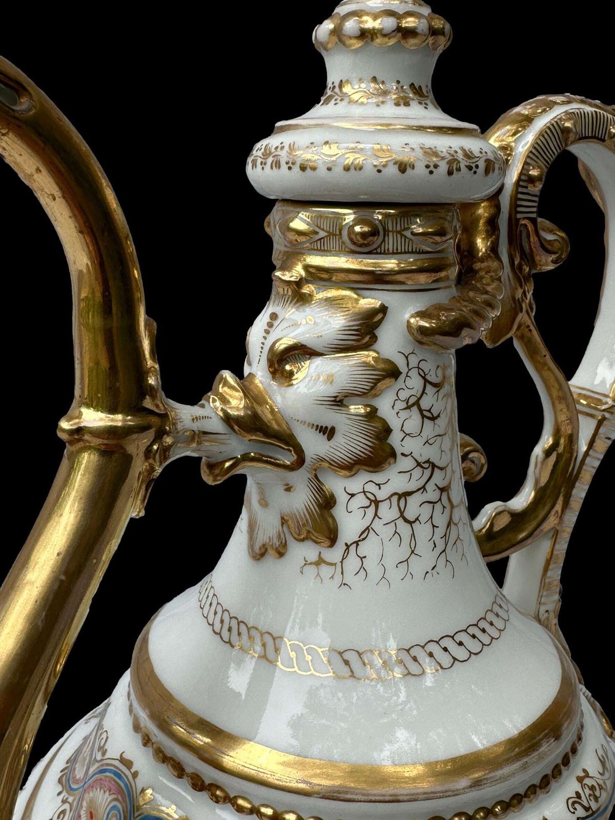 Antique 19th C. French Paris Porcelain Coffee Pot   Hand Painted & Gilt Gold   Museum Quality Condition photo vintage