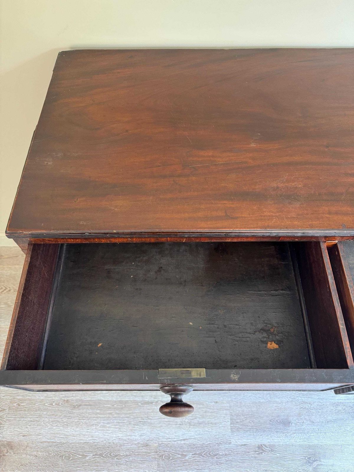 Antique Large Chest Of Drawers Mahogany 2 Over 3 Upon Original Handles Dark Wood photo vinterior