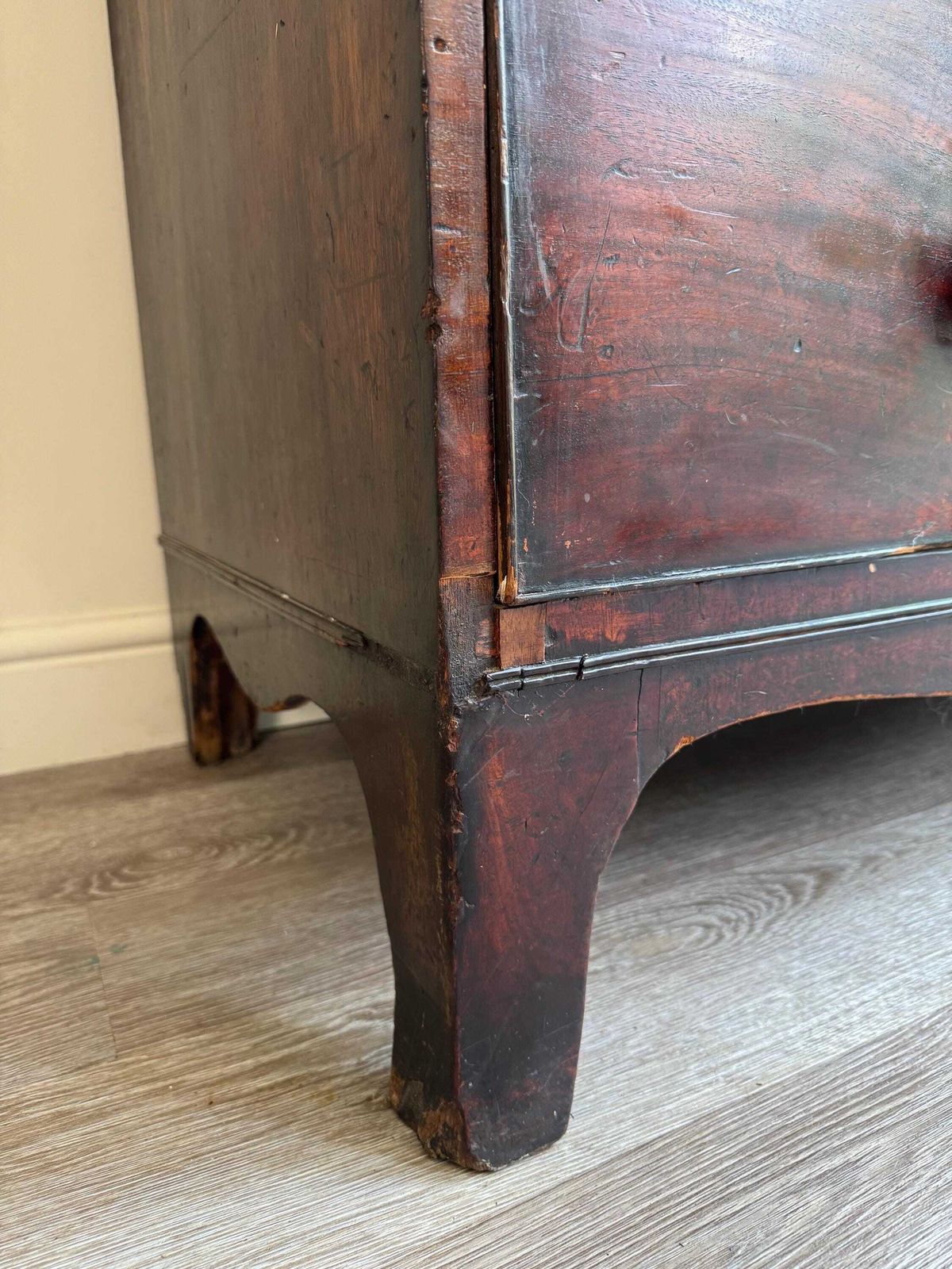 photo vinterior Antique Large Chest Of Drawers Mahogany 2 Over 3 Upon Original Handles Dark Wood