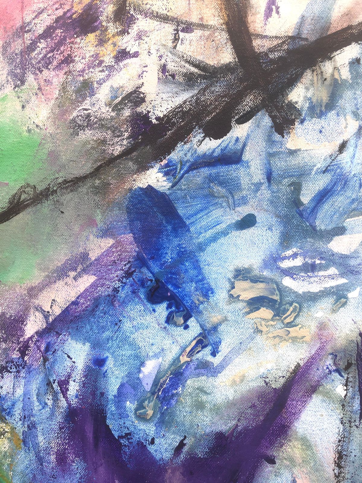 Nerea Caos Large Abstract Expressionist Female Figure In Blue, Purple And Turquoise Oil Art 2023 photo 700.0