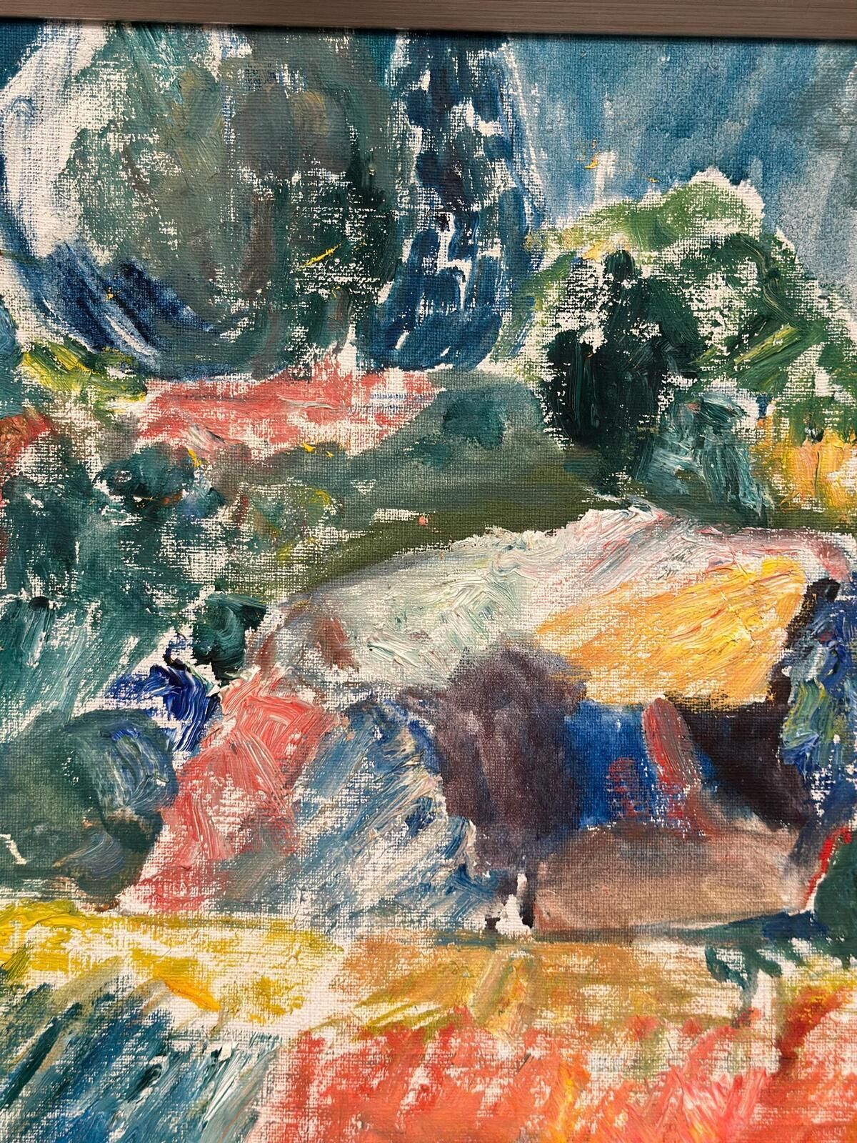 photo for sale Original Swedish Oil On Canvas – “östra Tollstad I” By Vivianne Larsson – Vintage & Framed – 63.5 × 43.5 Cm (25" × 17.1")